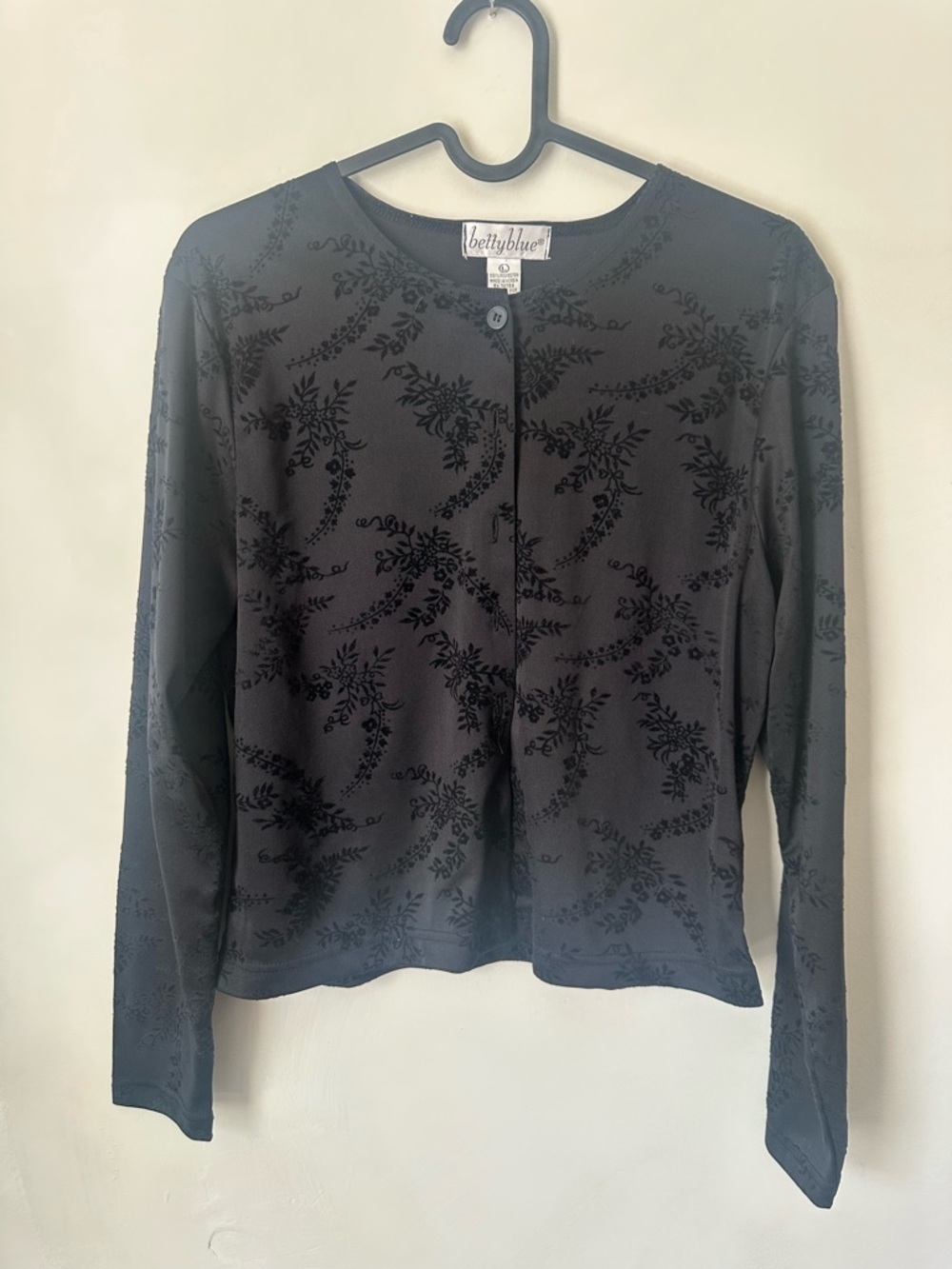 Betty Blue Black Floral-Pattern Button-Front Shirt